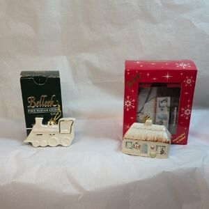 Belleek Blue Mark Train And 32nd Editon Azalea Cottage Ornaments